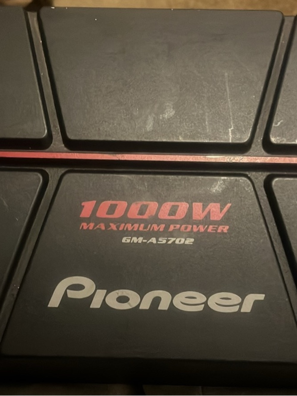 1000w PIONEER Black Car Amplifier with Red Accent Text